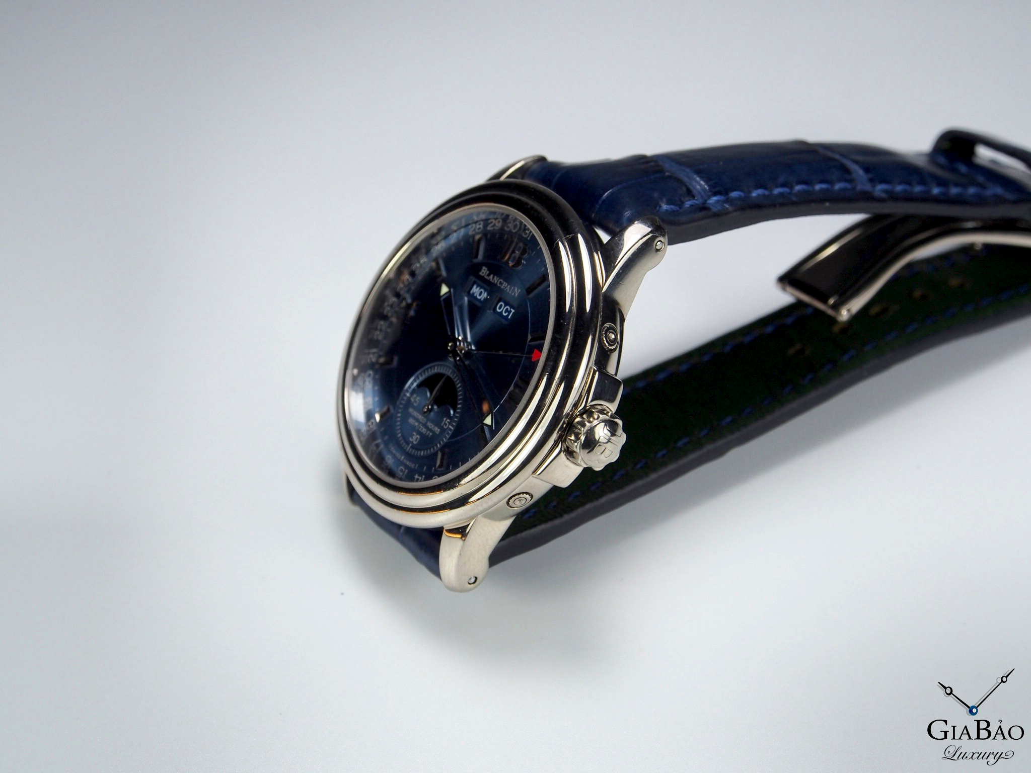 Đồng Hồ Blancpain Leman Moonphase Complete Calendar Mặt Số Xanh