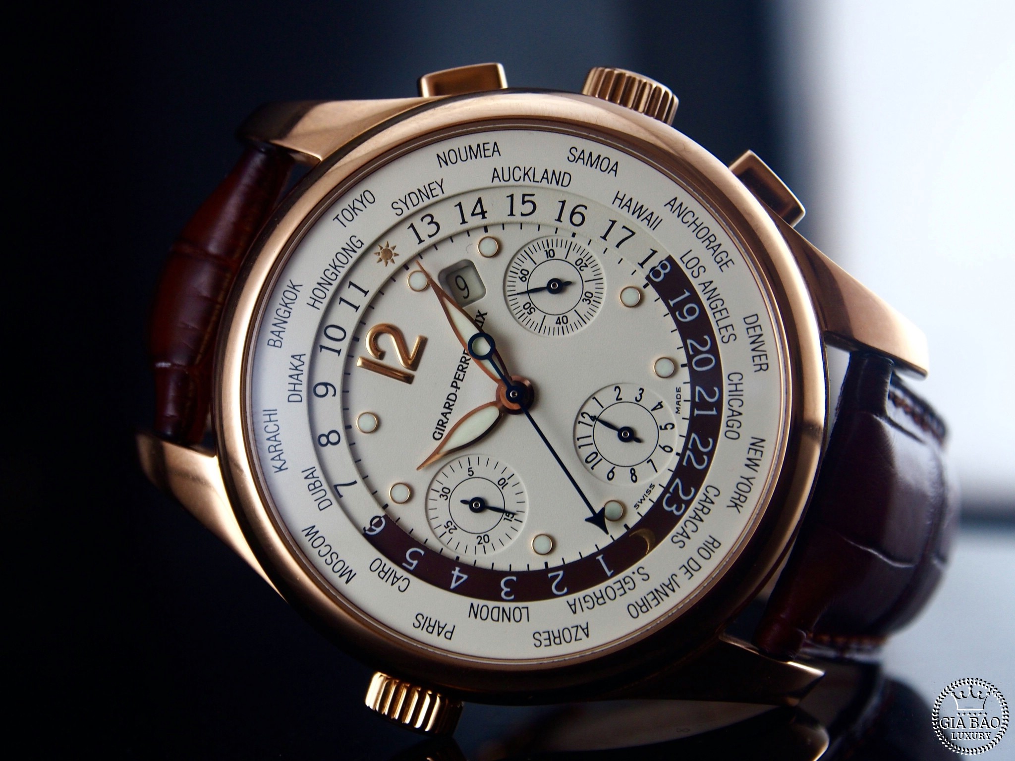 Đồng Hồ Girard-Perregaux World Time Chronograph Gold 18k