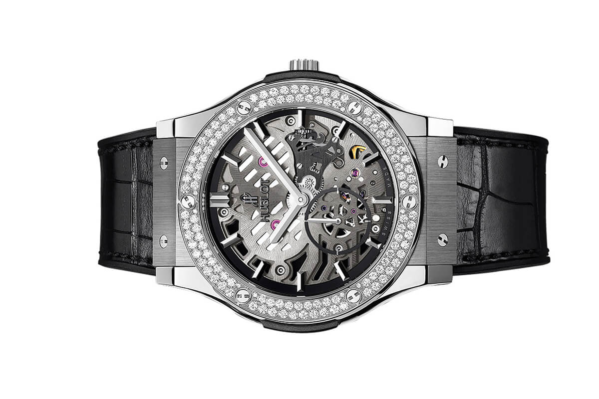 Đồng Hồ Hublot Classic Fusion Classico Ultra-thin Skeleton Titanium Diamonds 45mm 515.nx.0170.lr.1104