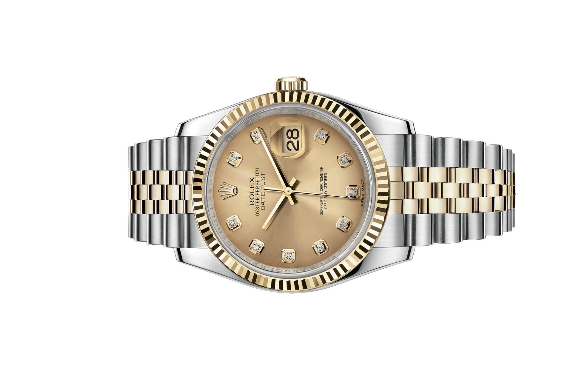 Đồng Hồ Rolex Datejust 116233 Mặt Số Vàng Champagne Nạm Kim Cương