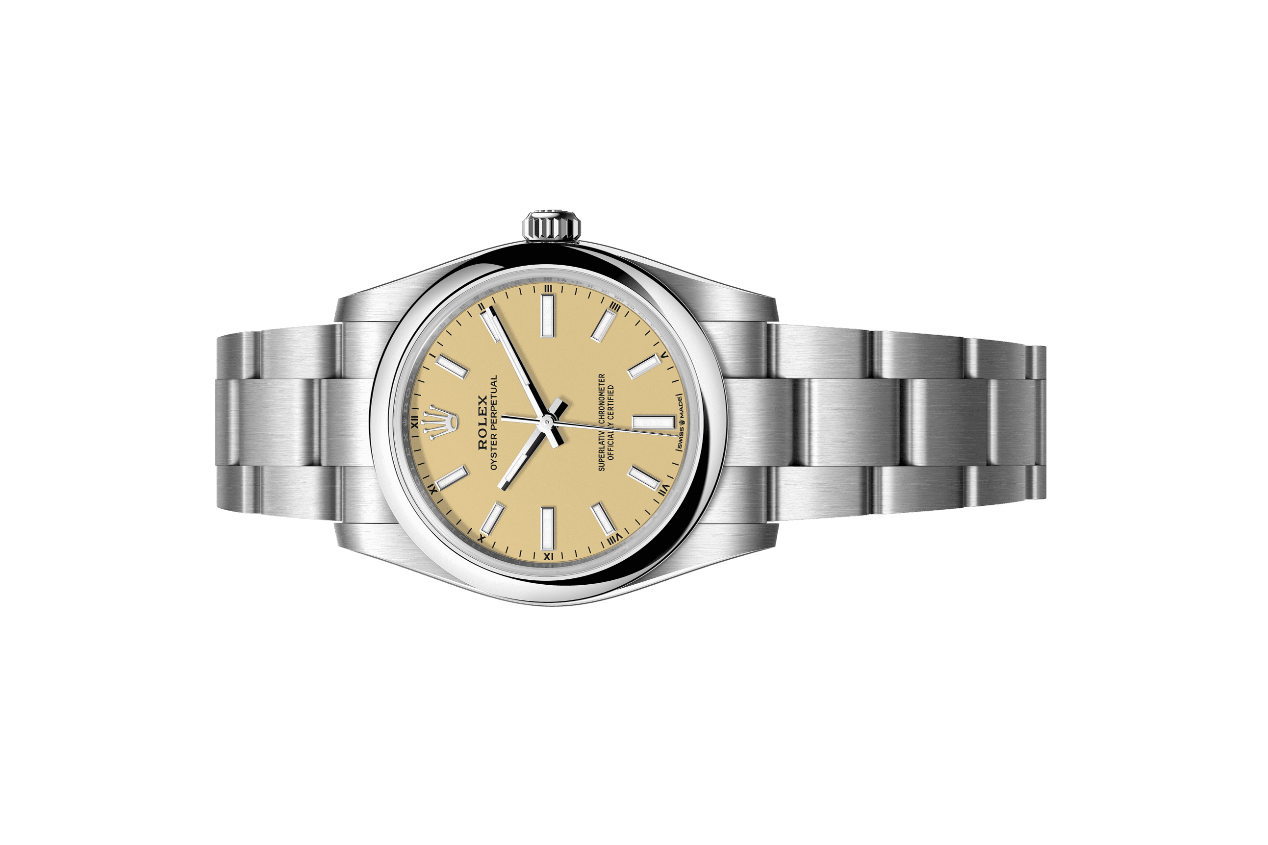 Đồng Hồ Rolex Oyster Perpetual 124200 Mặt Số Màu Vàng Be