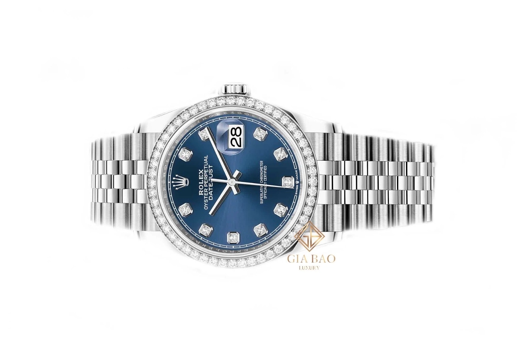 Đồng Hồ Rolex Datejust 36 126284RBR Mặt Số Xanh Cọc Số Nạm Kim Cương