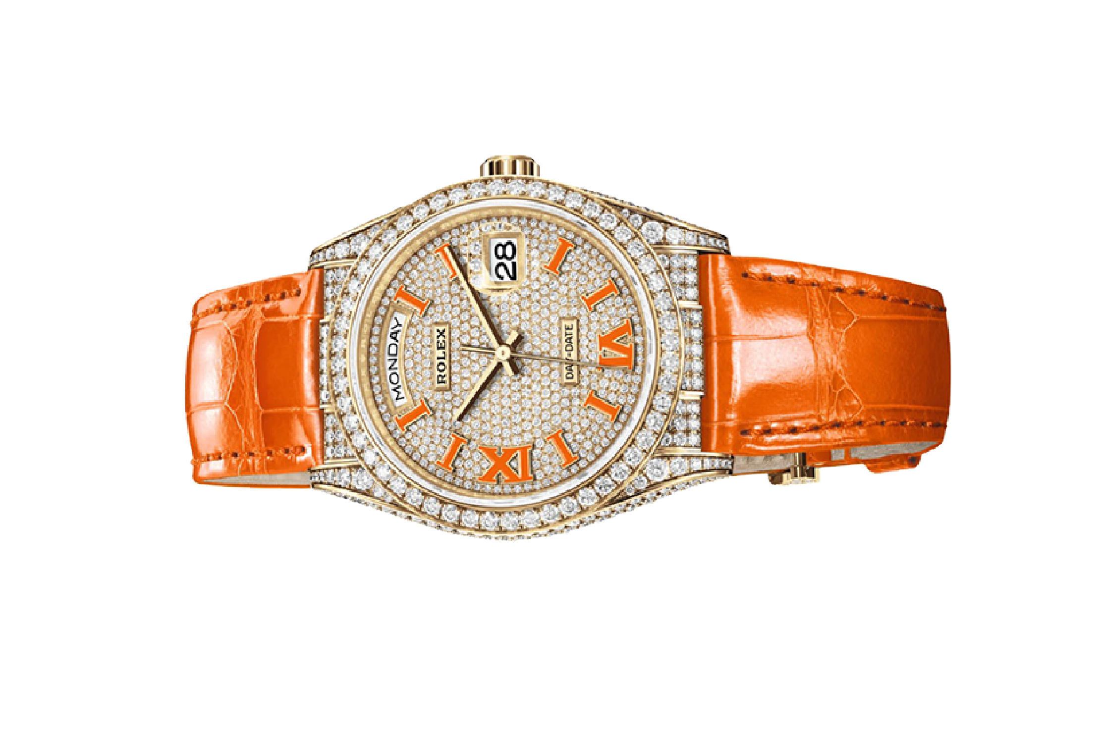 Đồng Hồ Rolex Day Date 36 128158RBR Mặt Số Đính Kim Cương Cọc Số La Mã