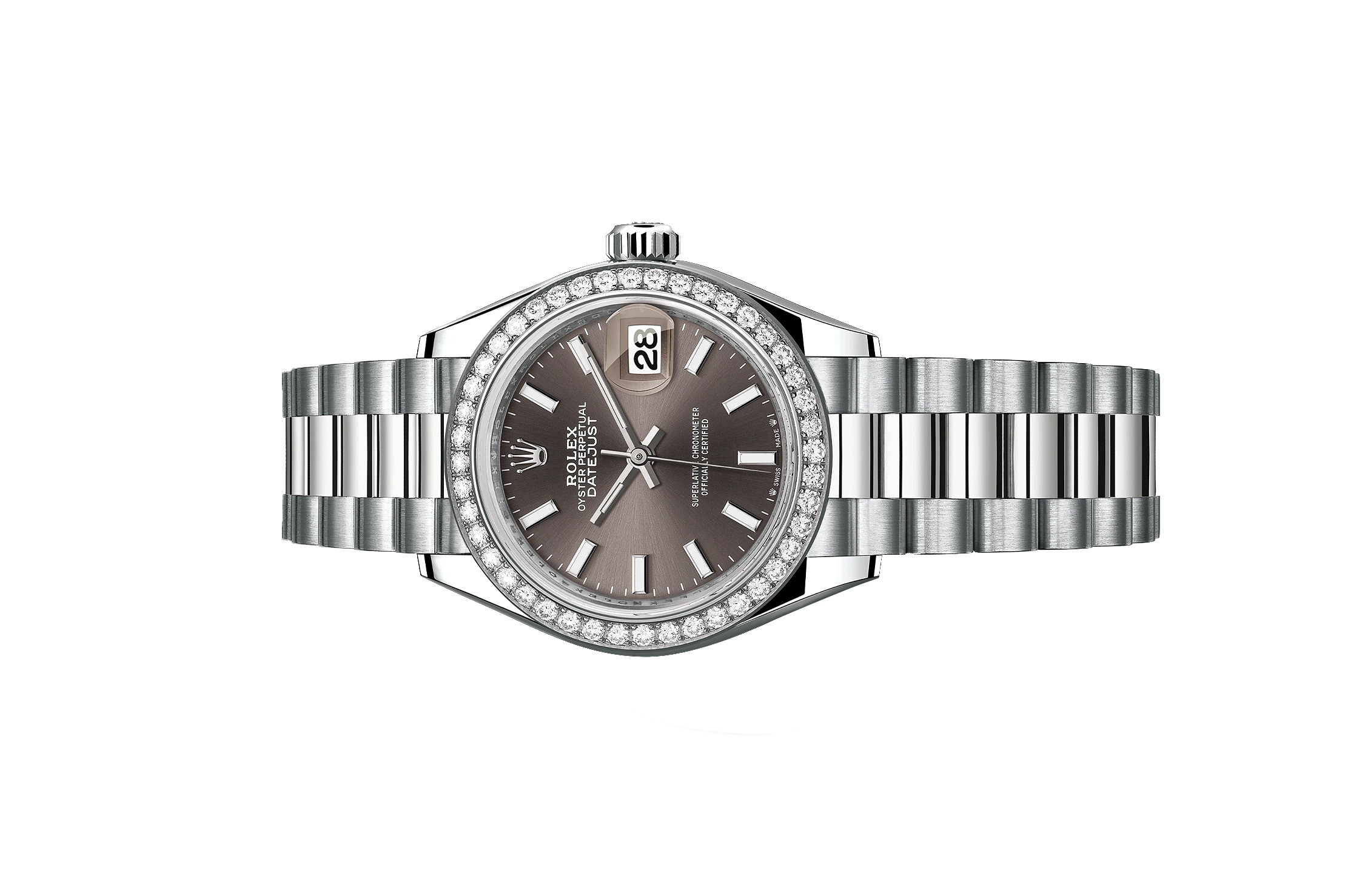 Đồng Hồ Rolex Lady-Datejust 279139RBR Mặt Số Xám Đậm Cọc Số Dạ Quang