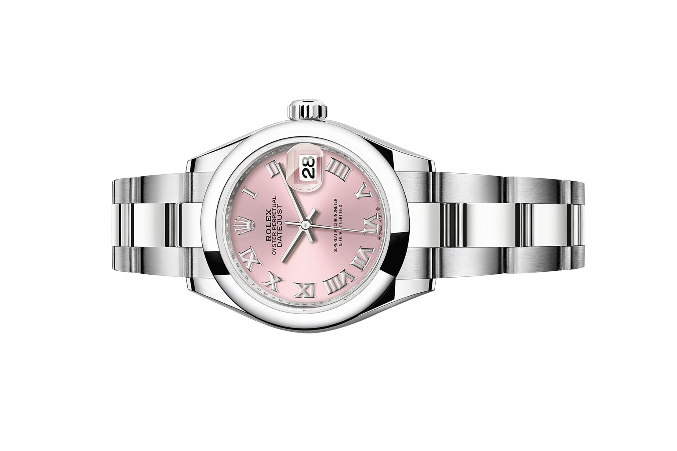 Đồng Hồ Rolex Lady-Datejust 28 279160 Mặt Số Hồng Cọc Số La Mã Dây Đeo Oyster