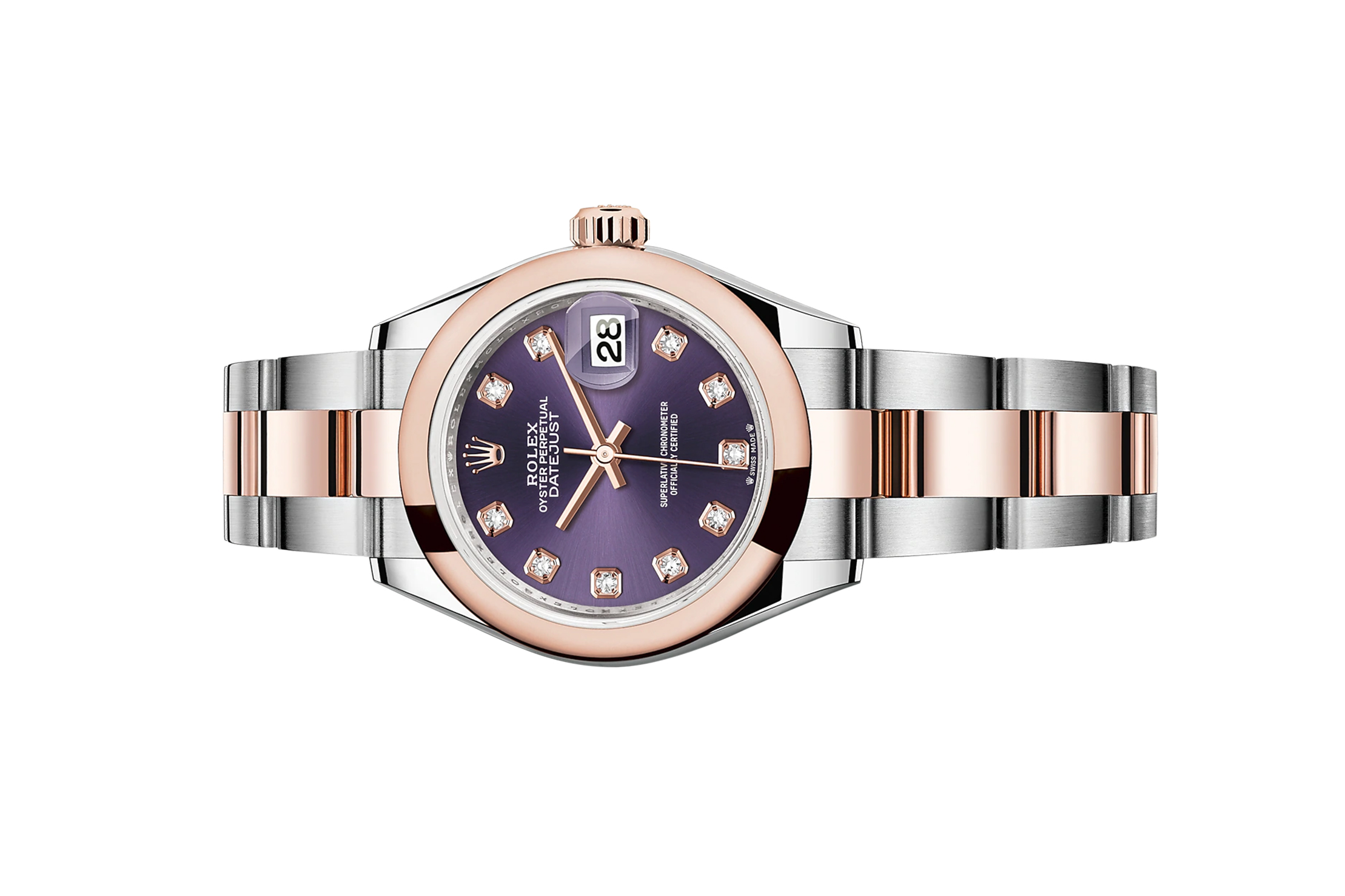 Đồng Hồ Rolex Lady-Datejust 279161 Mặt Số Tím Nạm Kim Cương Dây Đeo Oyster