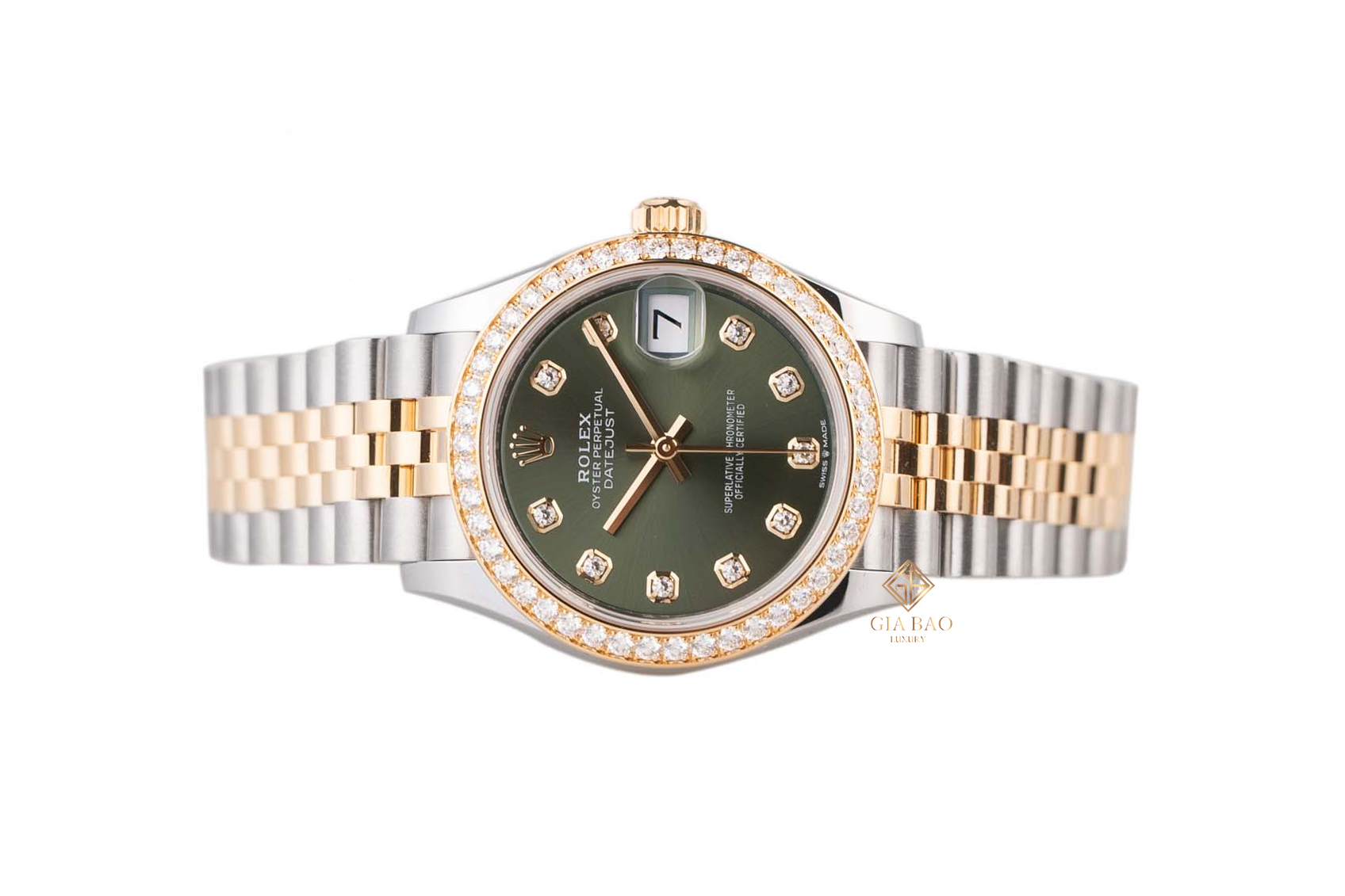 Đồng Hồ Rolex Datejust 31 278383RBR Mặt Số Xanh Oliu Nạm Kim Cương