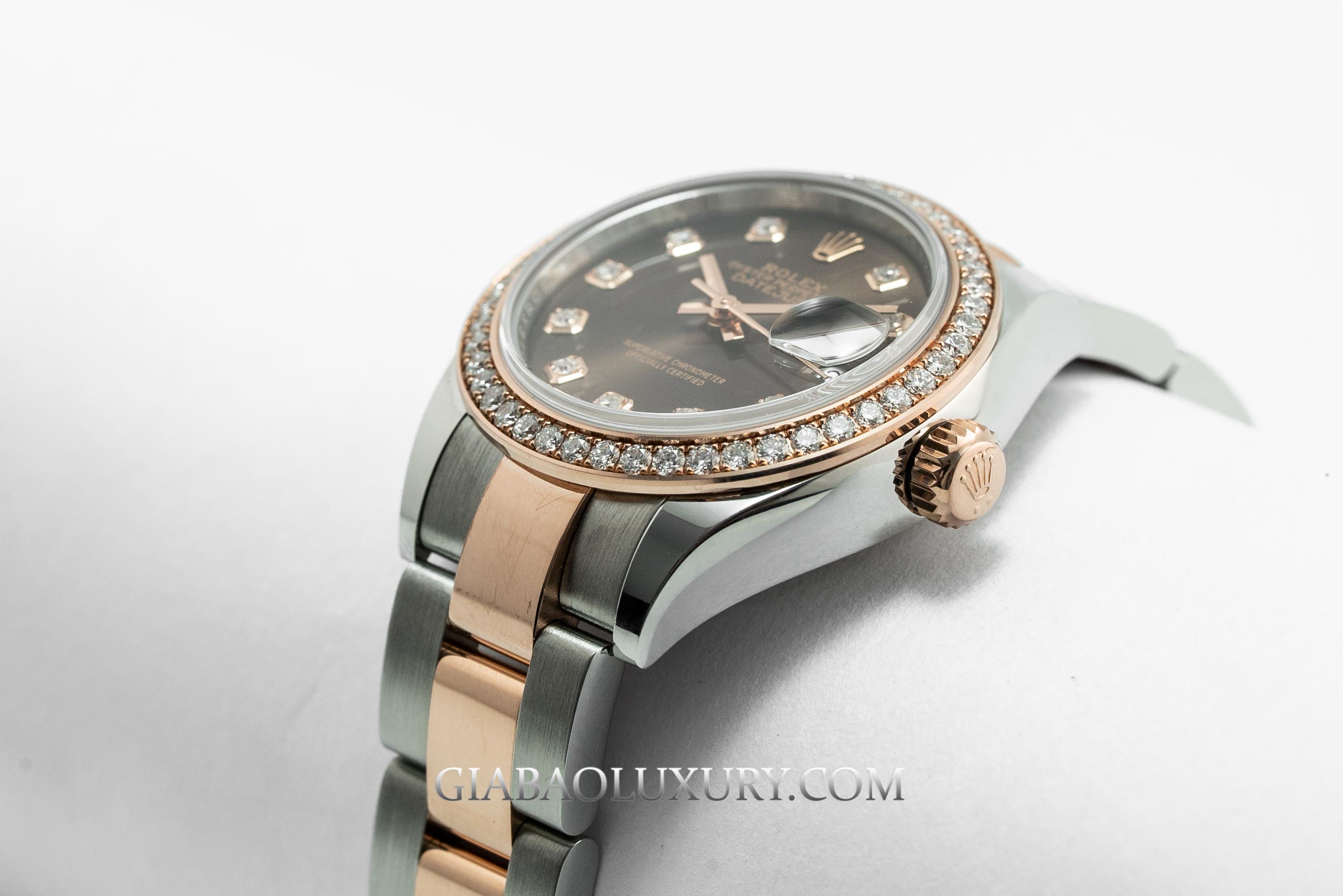 Đồng hồ Rolex Lady-Datejust 279381RBR Mặt Số Chocolate Nạm Kim Cương Dây Đeo Oyster