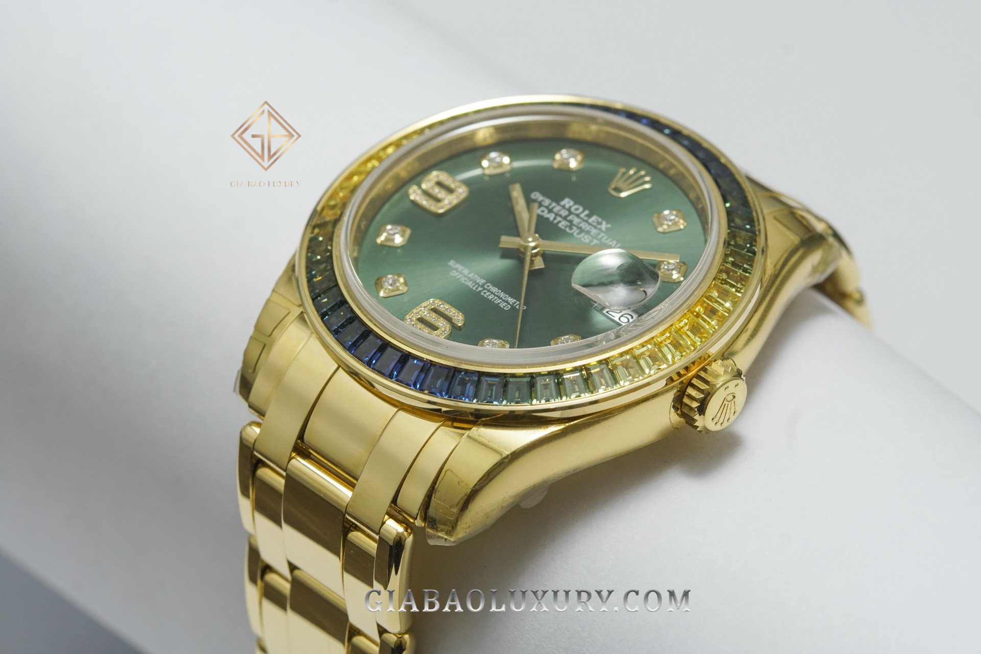 Đồng hồ Rolex Pearlmaster 39 86348SABLV Mặt Số Xanh Oliu