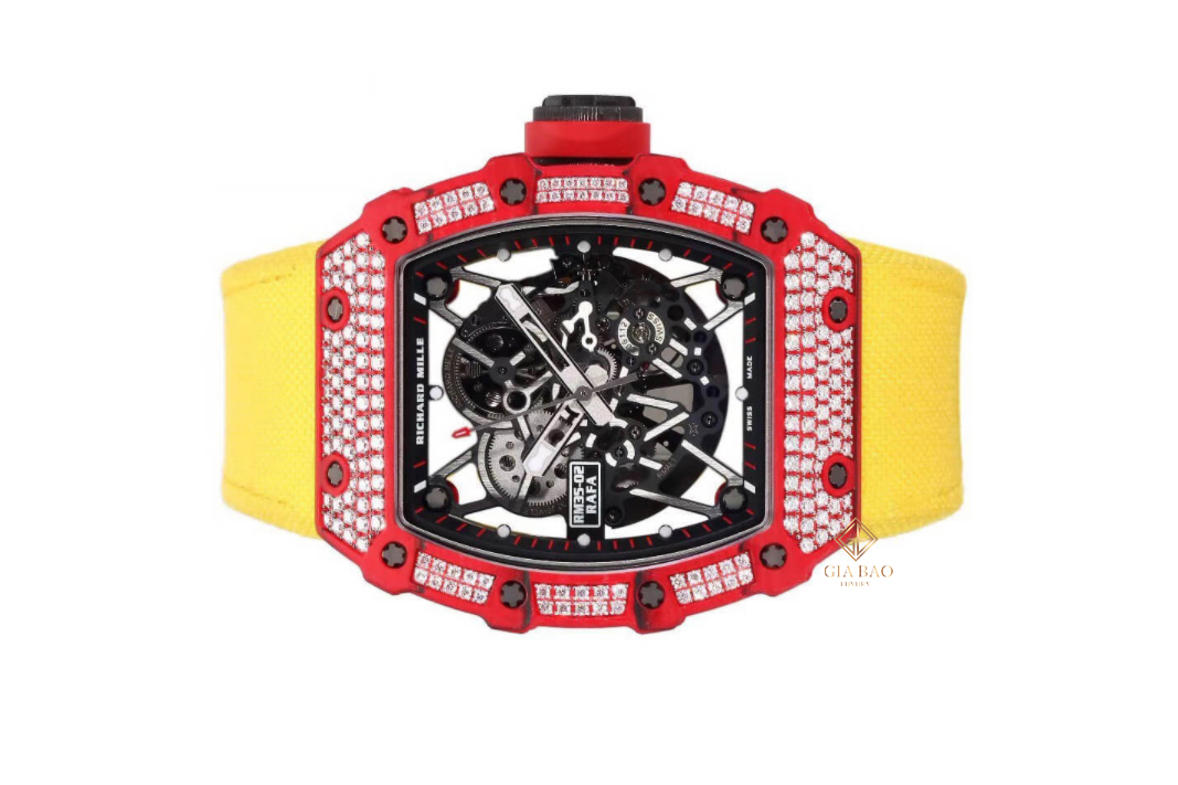 Đồng Hồ Richard Mille RM 35-02 Carbon Đỏ Đính Kim Cương