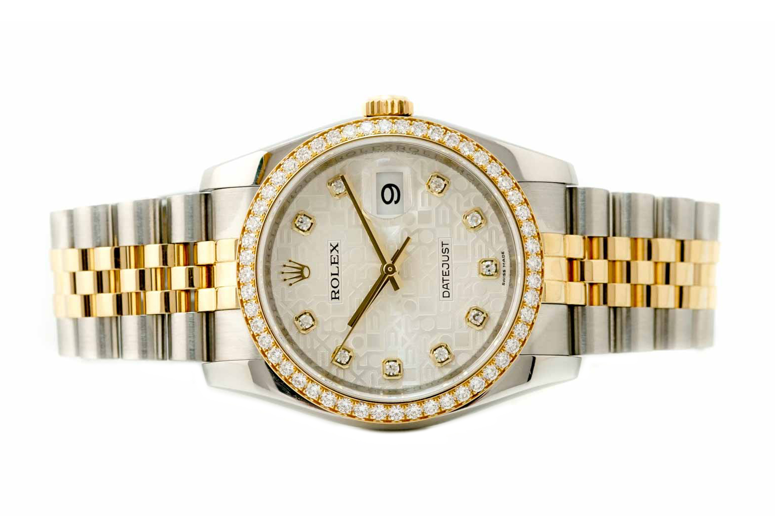 Đồng Hồ Rolex Datejust 36 116243 Mặt Số Vi Tính Trắng