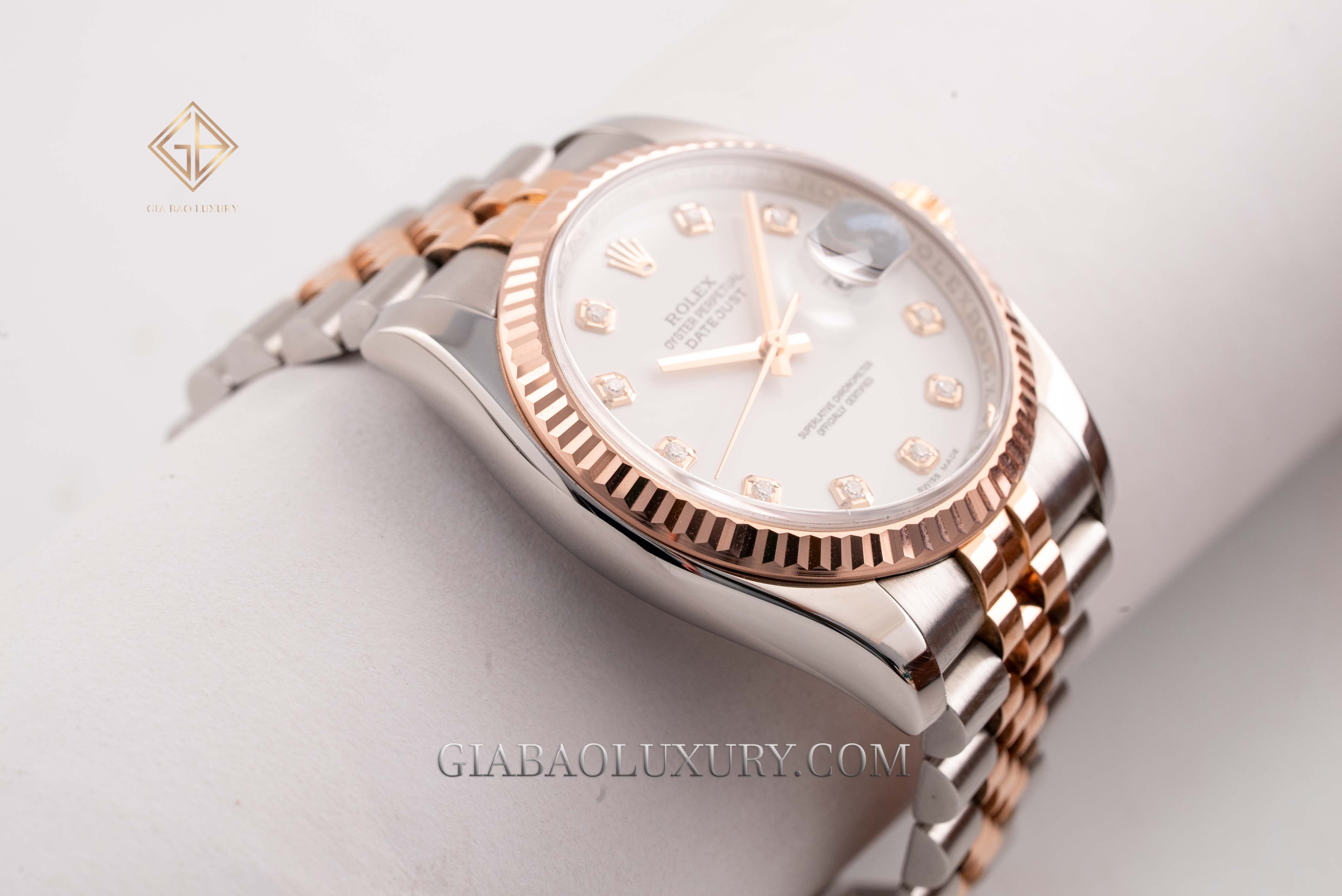 Đồng Hồ Rolex Datejust 36 116231 Mặt Số Trắng Nạm Kim Cương