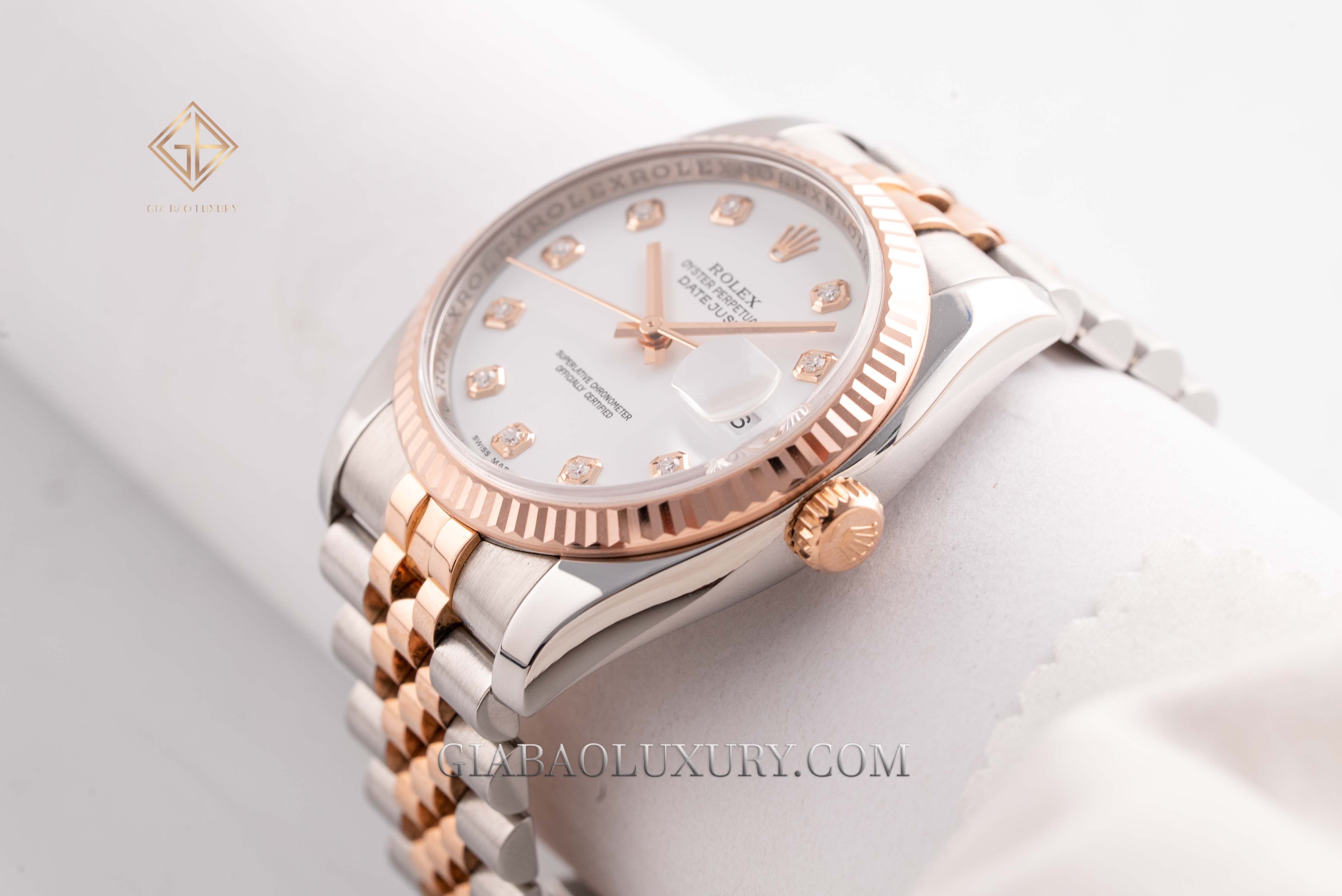 Đồng Hồ Rolex Datejust 36 116231 Mặt Số Trắng Nạm Kim Cương