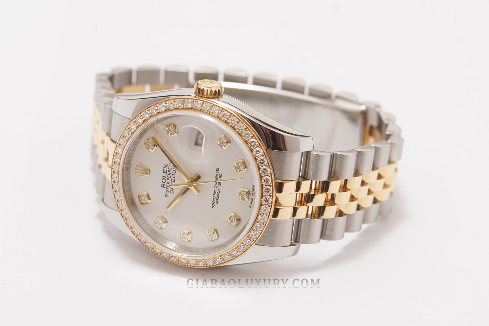 Đồng Hồ Rolex Datejust 36 116243 Mặt Số Trắng Cọc Số Kim Cương