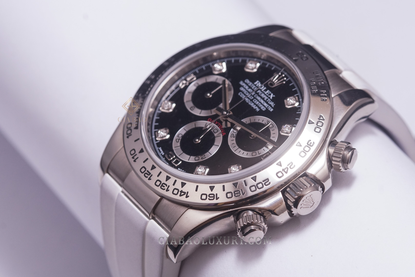 Đồng Hồ Rolex Cosmograph Daytona 116519G Mặt Số Đen Cọc Số Kim Cương