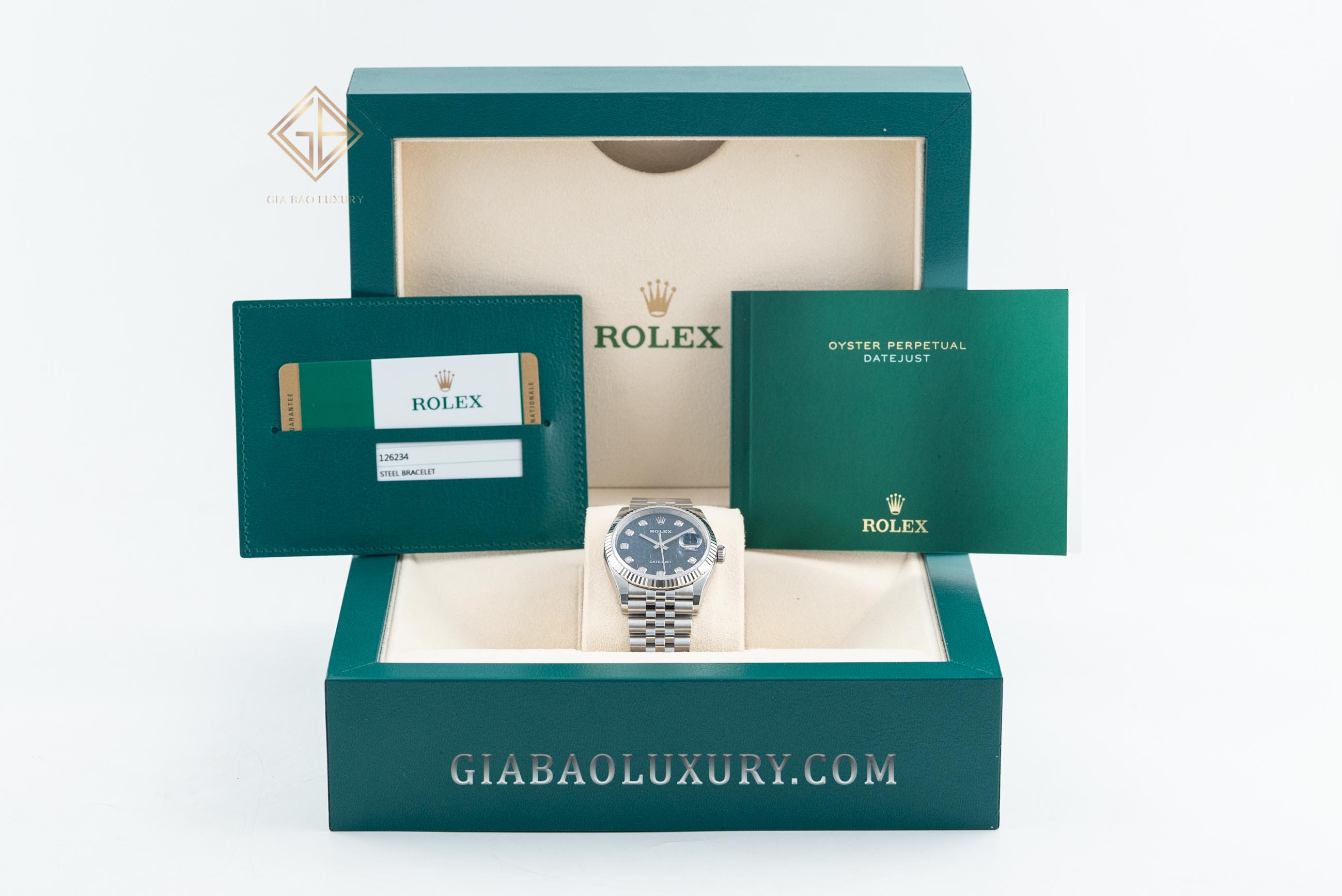 Đồng Hồ Rolex Datejust 36 126234 Mặt Số Vi Tính Xanh (Like New)