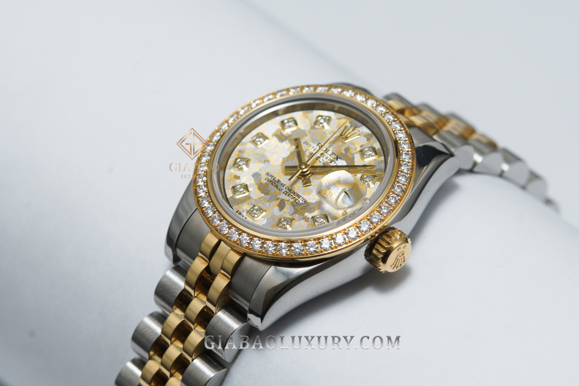 Đồng Hồ Rolex Lady-Datejust 26 179383 Mặt Số Họa Tiết Vi Tính Hoa Vàng Nạm Kim Cương