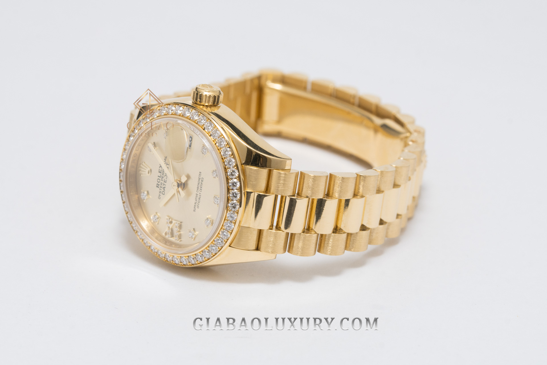 Đồng Hồ Rolex Lady-Datejust 279138RBR Mặt Số Vàng Champagne Cọc Số Sao La Mã