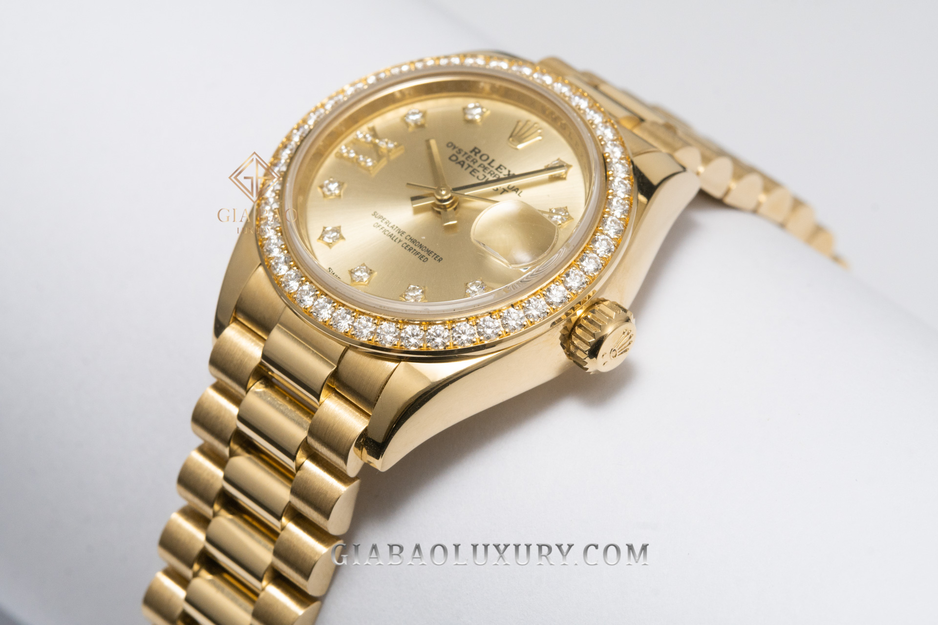 Đồng Hồ Rolex Lady-Datejust 279138RBR Mặt Số Vàng Champagne Cọc Số Sao La Mã