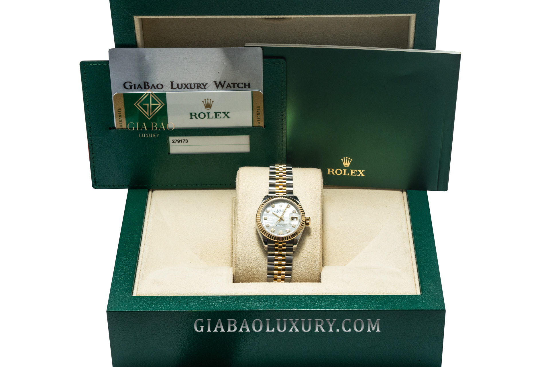 Đồng Hồ Rolex Lady-Datejust 28 279173 Mặt Vỏ Trai Trắng