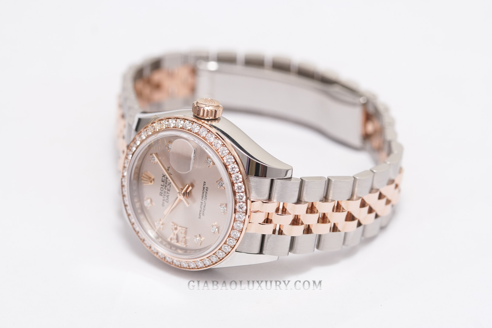 Đồng Hồ Rolex Lady-Datejust 279381RBR Mặt Sundust Cọc Số Kim Cương Sao