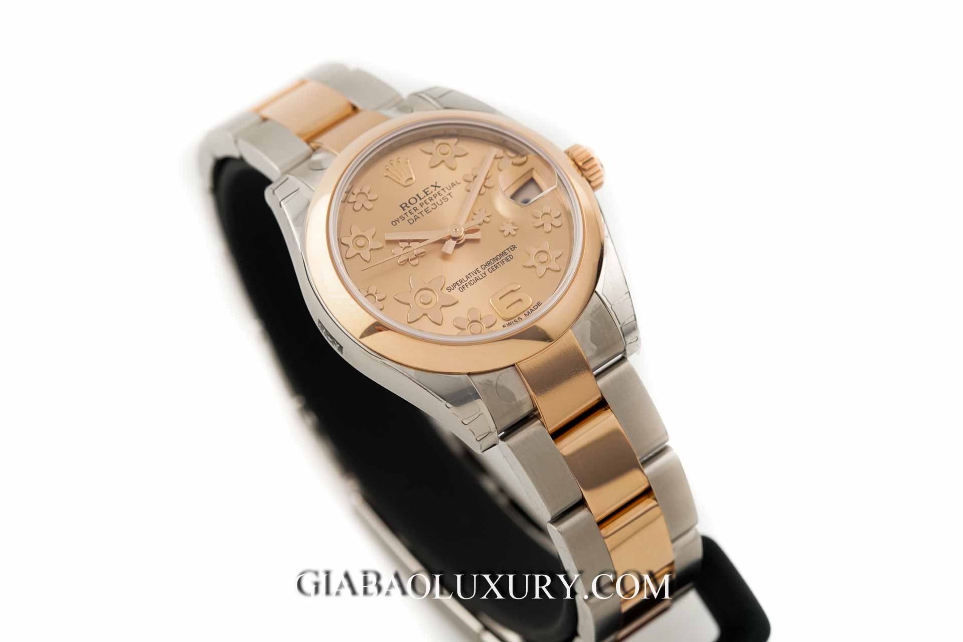 Đồng hồ Rolex Lady-Datejust 178241 Mặt Số Hồng Họa Tiết Hoa Nổi