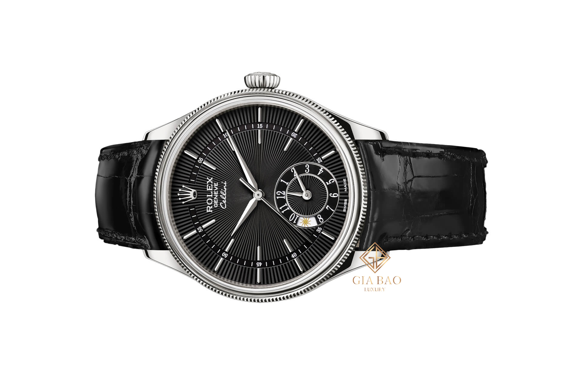 Đồng Hồ Rolex Cellini Dual Time 50529 Mặt Số Đen