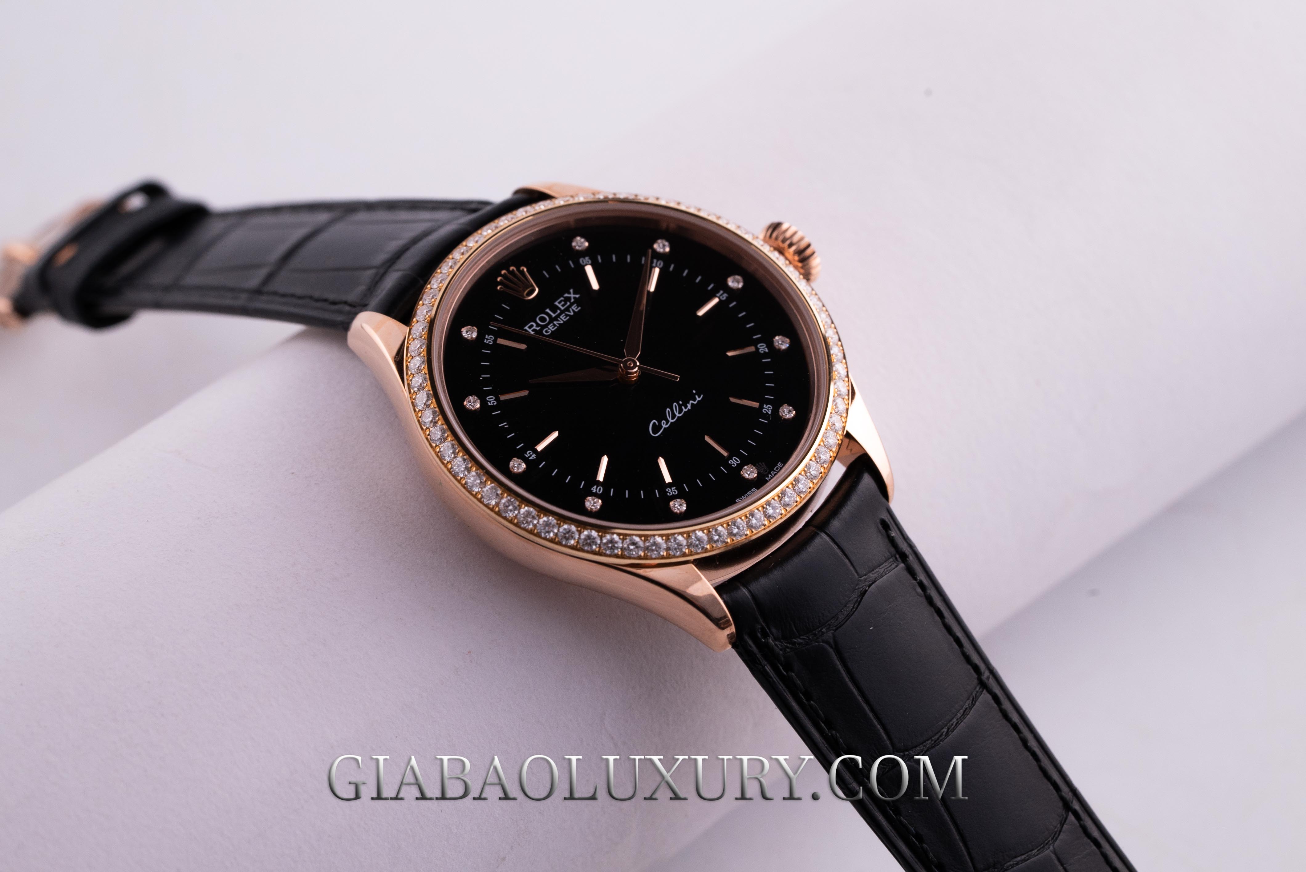 Đồng Hồ Rolex Cellini Time 50705RBR Mặt Số Đen