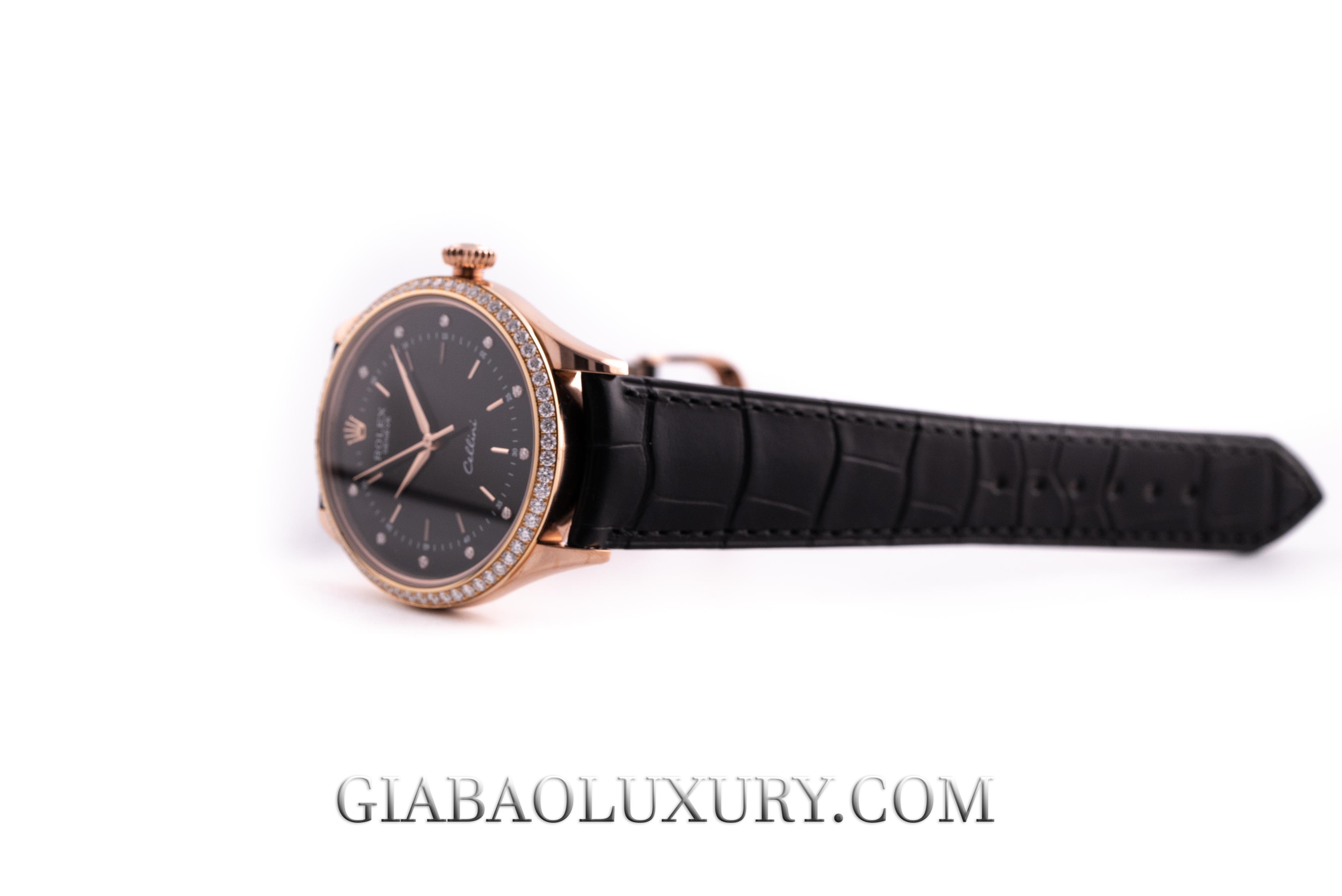 Đồng Hồ Rolex Cellini Time 50705RBR Mặt Số Đen