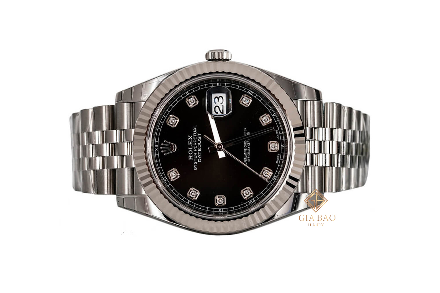 Đồng Hồ Rolex Datejust 41 126334 Mặt Số Đen Nạm Kim Cương