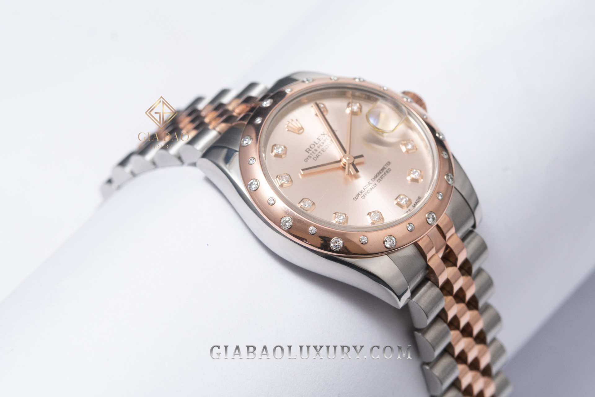 Đồng Hồ Rolex Lady Datejust 31 178341 Mặt Số Phớt Hồng Cọc Số Nạm Kim Cương