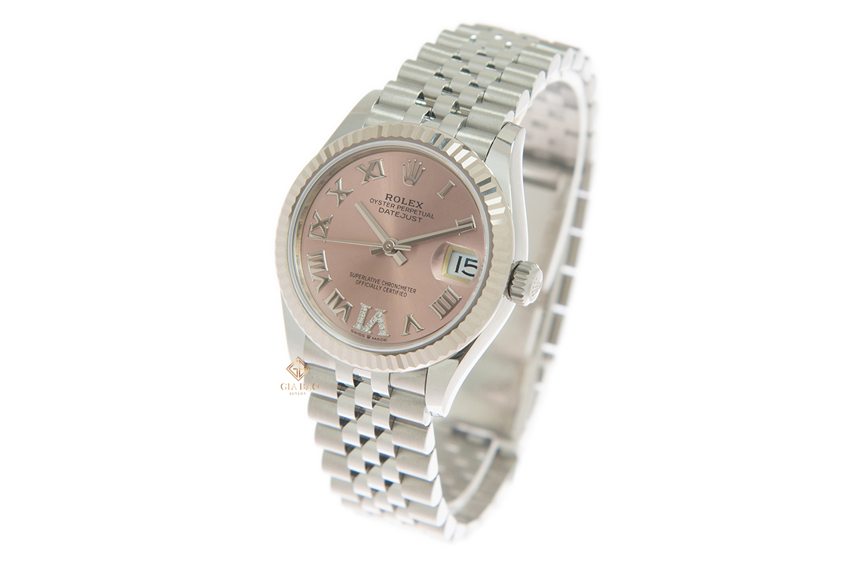 Đồng Hồ Rolex Datejust 278274 Mặt Số Hồng Cọc Số La Mã Đính Kim Cương