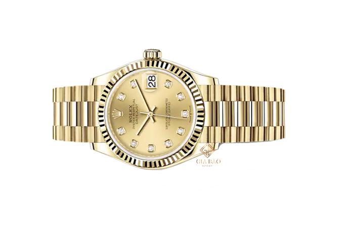 Đồng Hồ Rolex Datejust 278278 Mặt Số Vàng Champagne Nạm Kim Cương