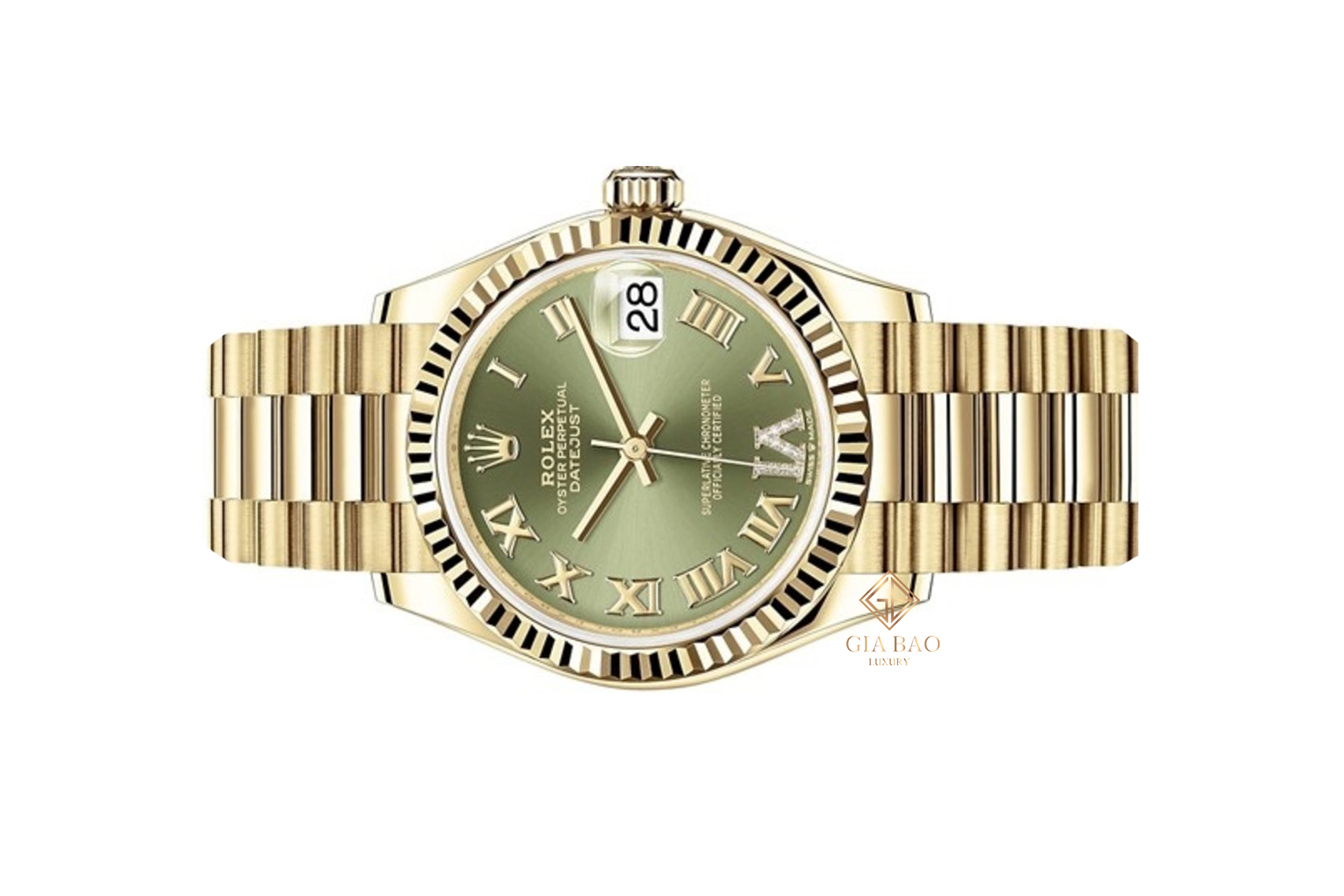 Đồng Hồ Rolex Datejust 278278 Mặt Số Xanh Oliu Cọc Số La Mã