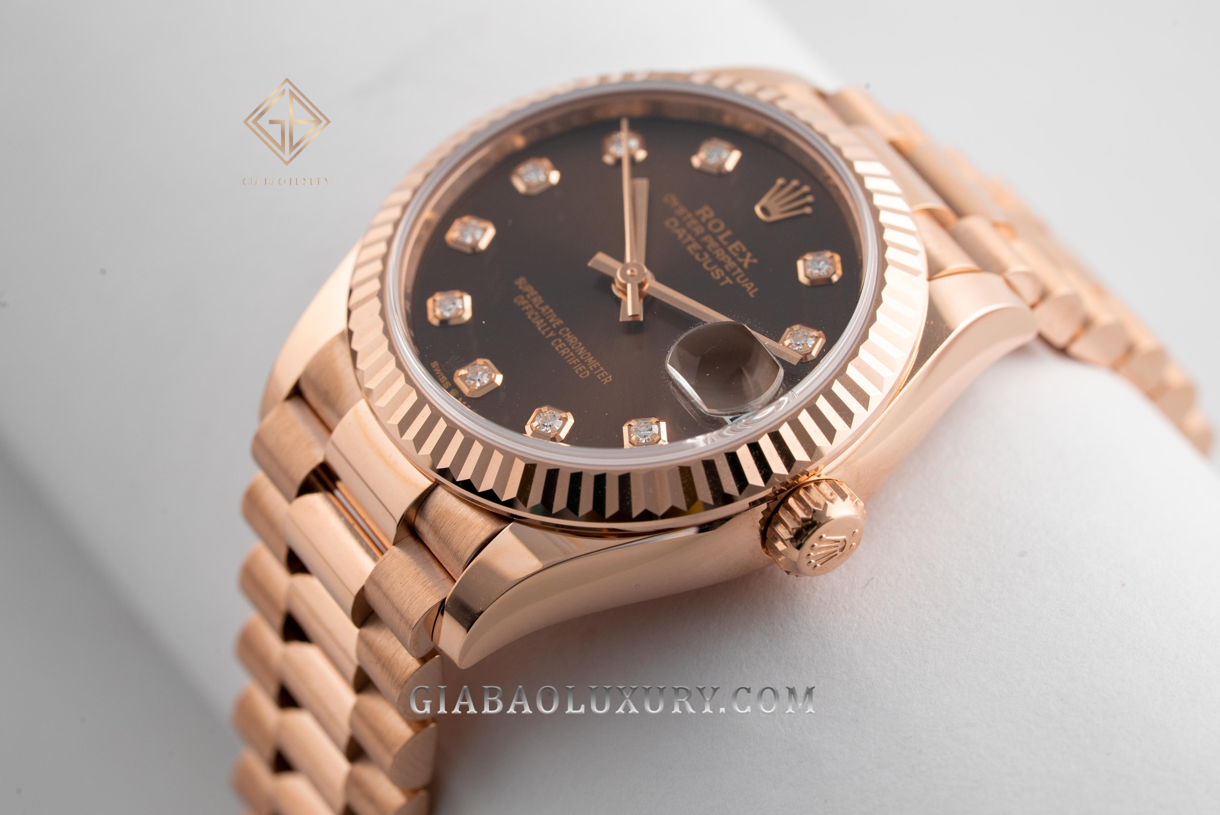 Đồng Hồ Rolex Datejust 31 278275 Mặt Số Chocolate Nạm Kim Cương