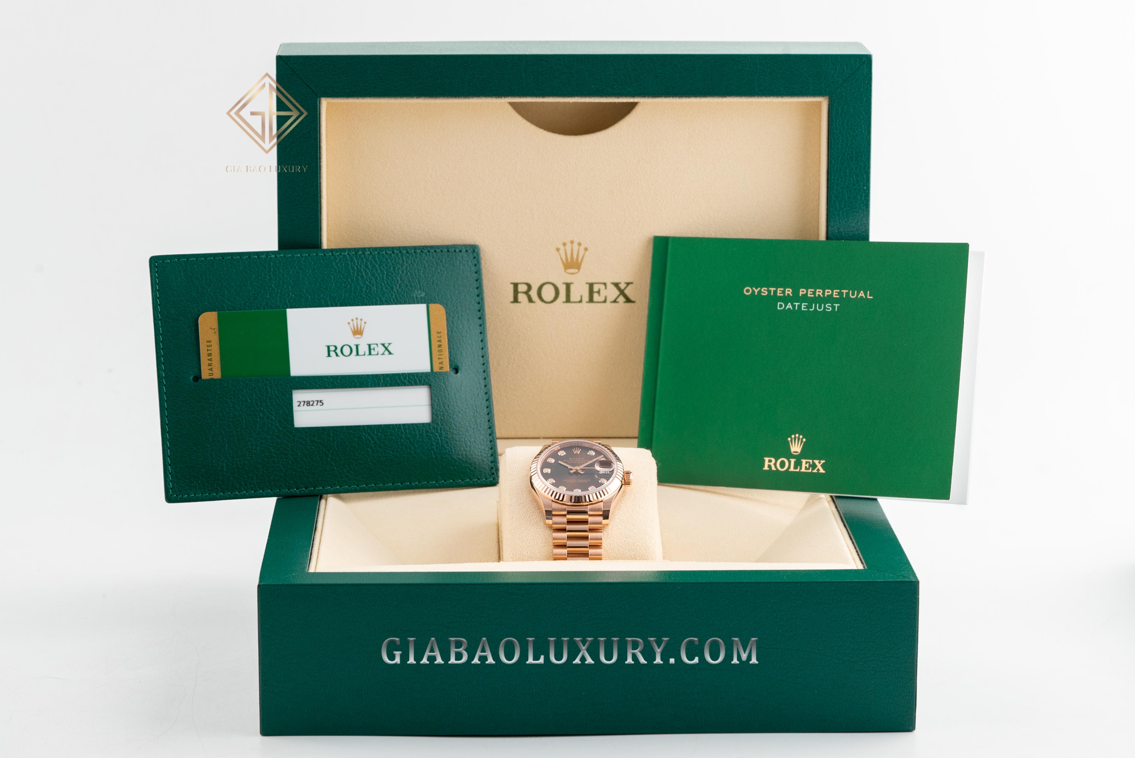 Đồng Hồ Rolex Datejust 31 278275 Mặt Số Chocolate Nạm Kim Cương