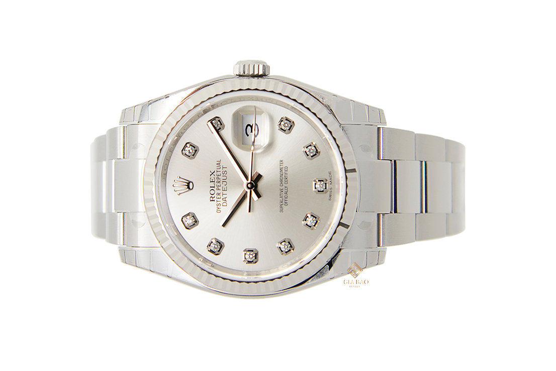 Đồng Hồ Rolex Datejust 36 116234 Mặt Số Bạc Nạm Kim Cương Dây Đeo Oyster