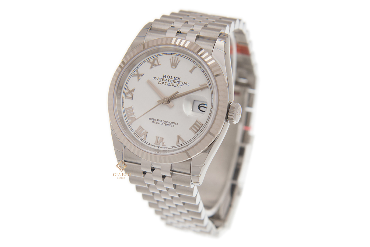 Đồng Hồ Rolex Datejust 36 126234 Mặt Số Trắng Cọc Số La Mã