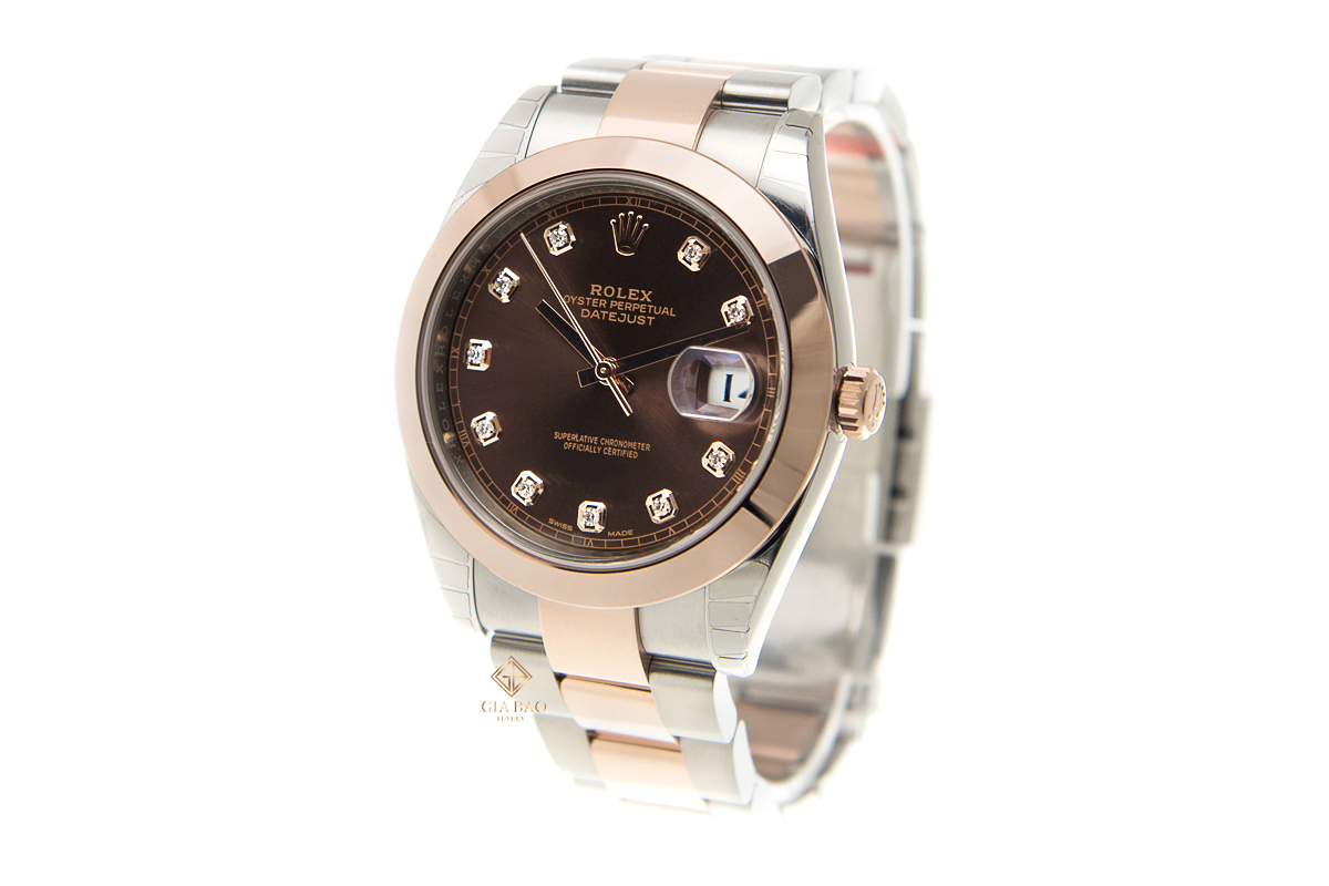 Đồng Hồ Rolex Datejust 41 126301 Mặt Số Chocolate Nạm Kim Cương Dây Đeo Oyster