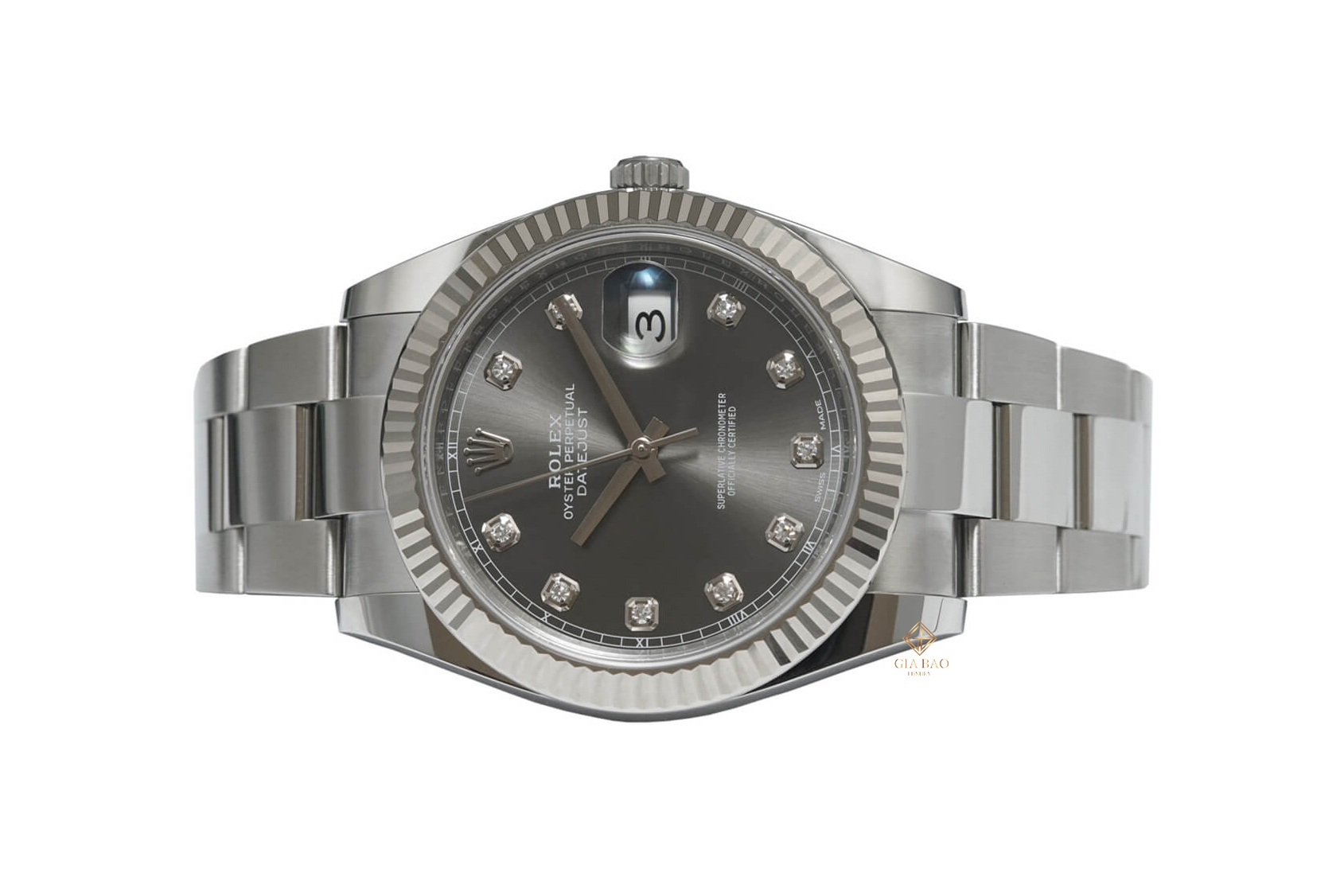 Đồng Hồ Rolex Datejust 41 126334 Mặt Số Xám Tối Nạm Kim Cương Dây Đeo Oyster