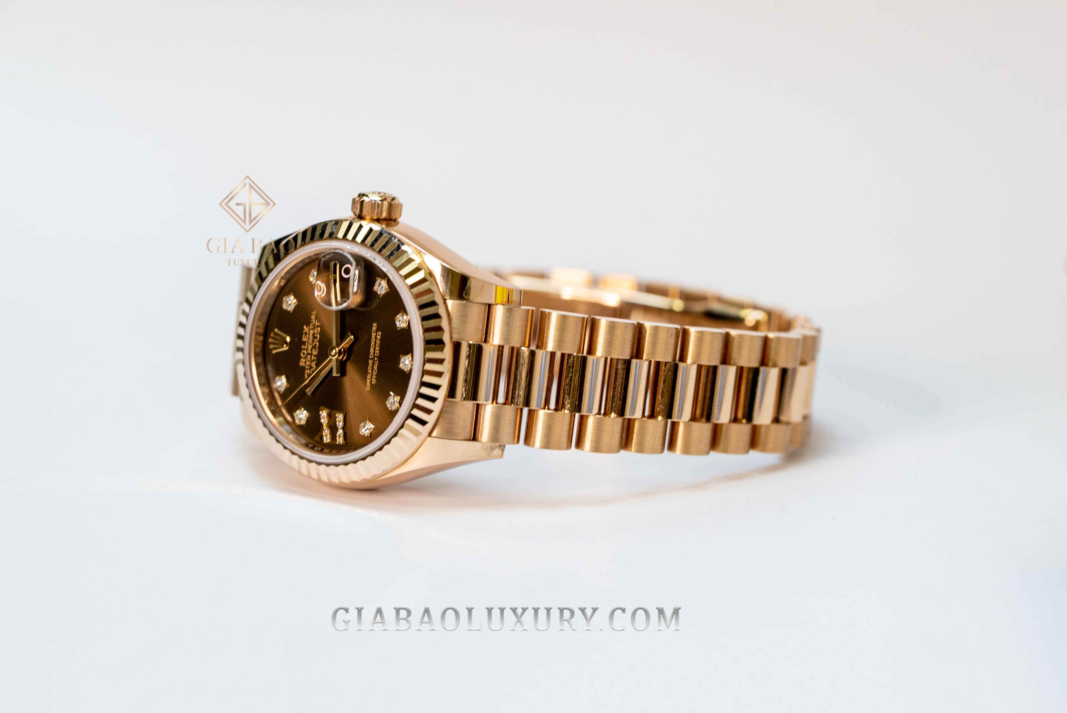 Đồng Hồ Rolex Lady-Datejust 279175 Mặt Số Chocolate Cọc Số Sao La Mã