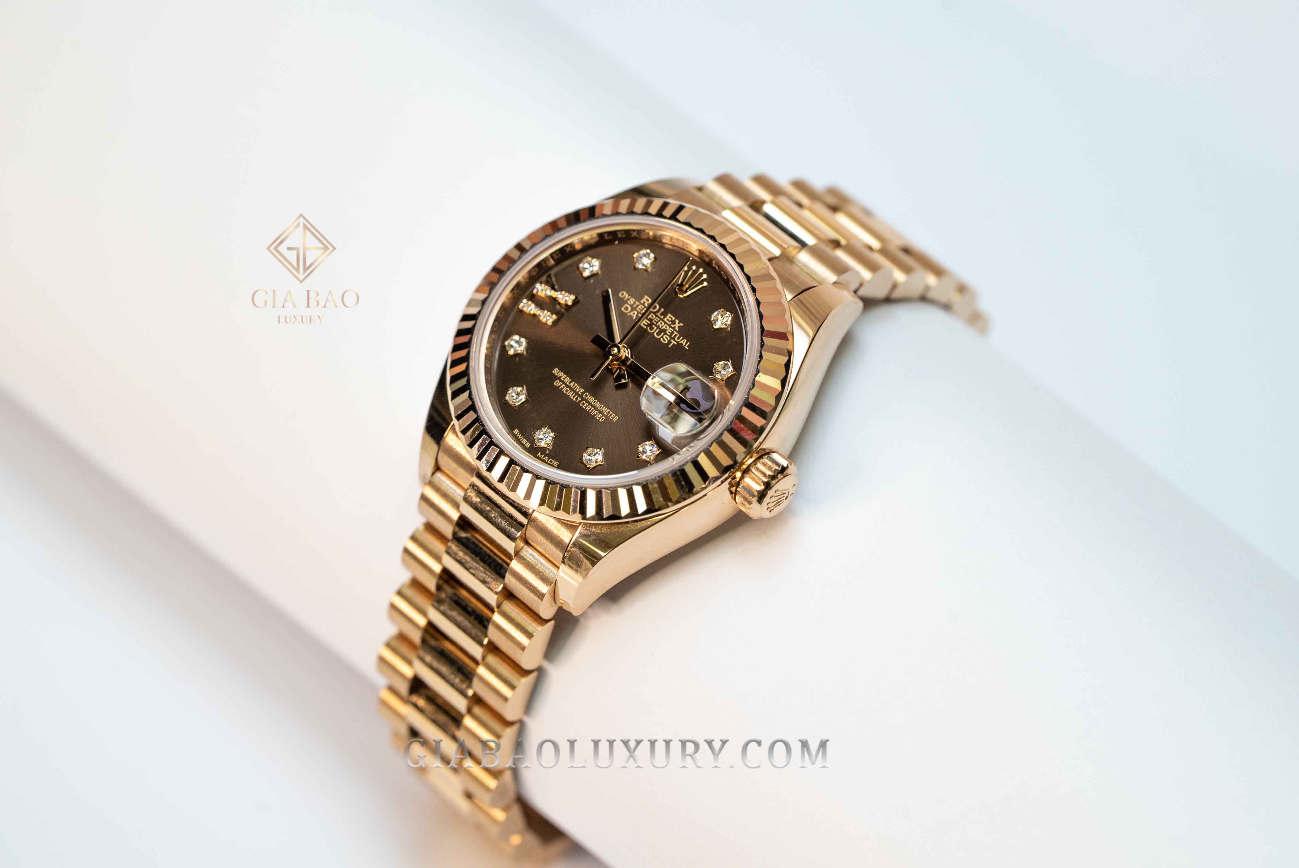 Đồng Hồ Rolex Lady-Datejust 279175 Mặt Số Chocolate Cọc Số Sao La Mã