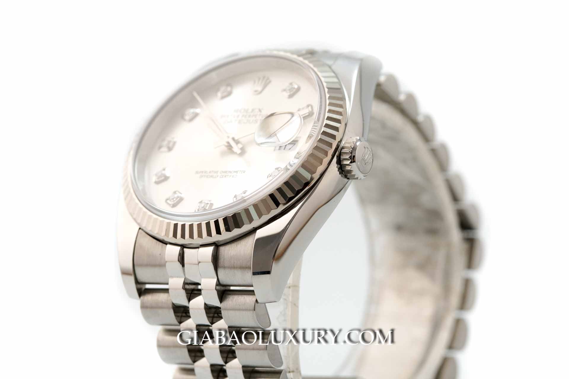 Đồng Hồ Rolex Datejust 36 116234 Mặt Số Bạc Nạm Kim Cương