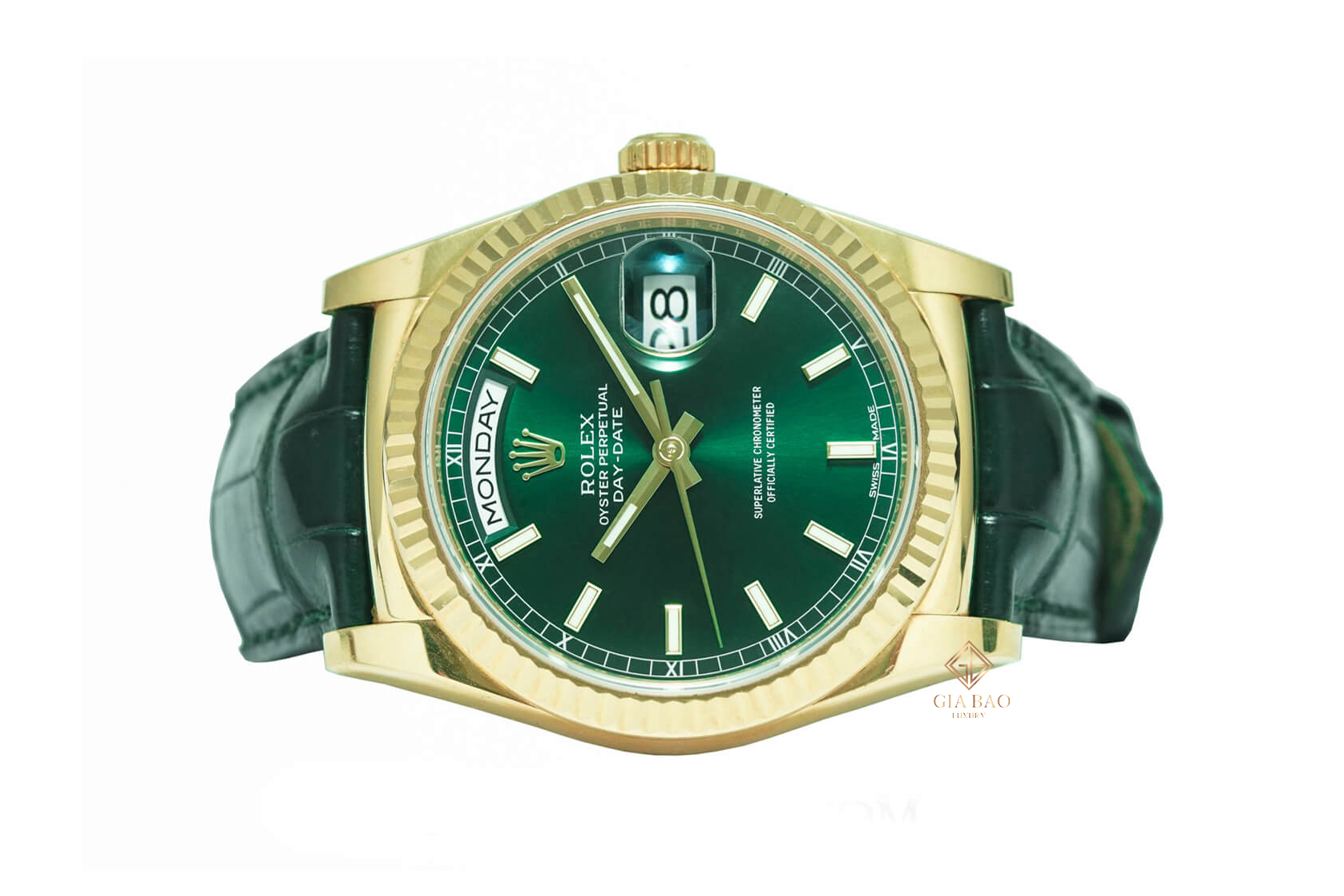 Đồng Hồ Rolex Day-Date 36 118138 Mặt Số Xanh Lá (Like New)
