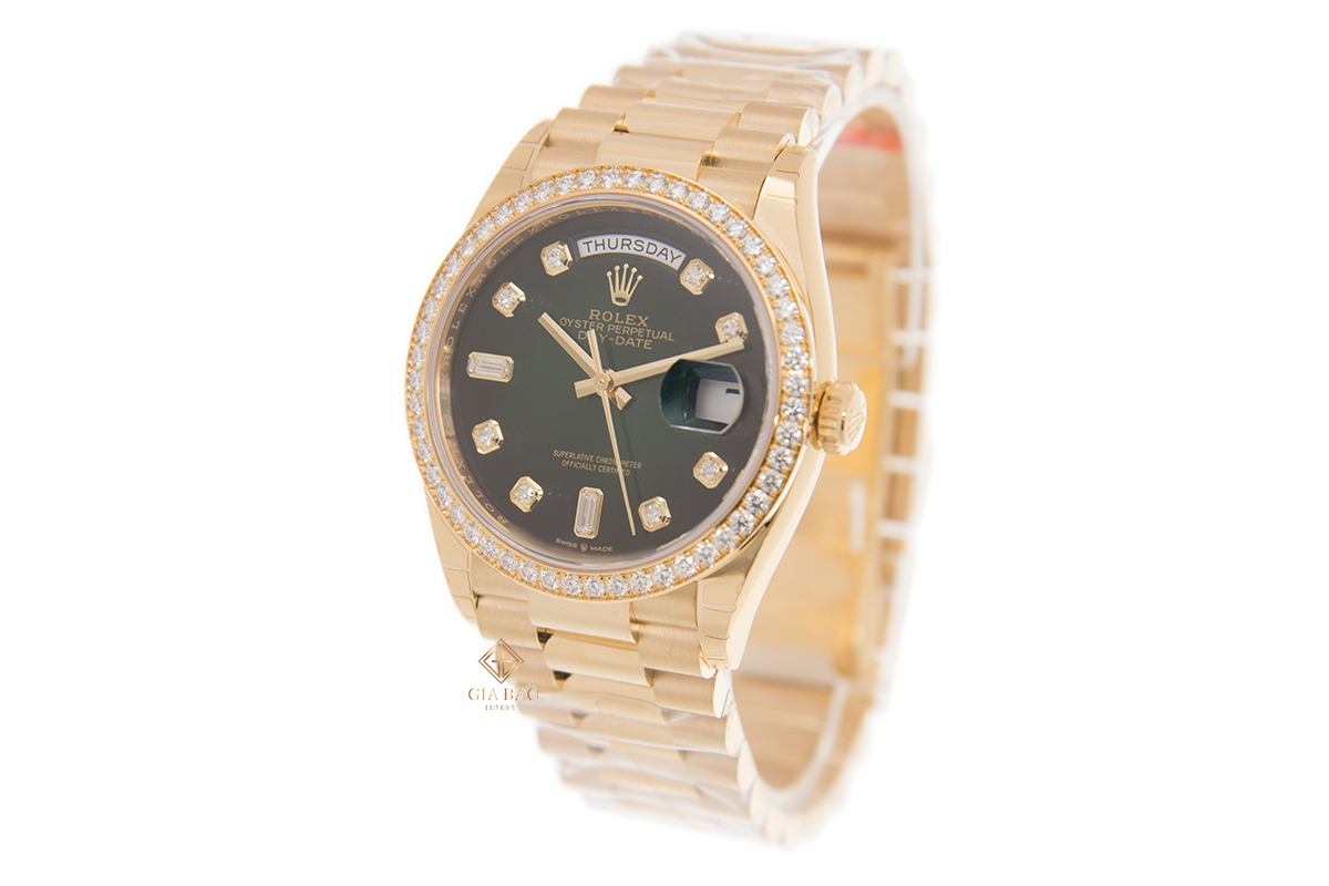 Đồng Hồ Rolex Day-Date 36 128348RBR Mặt Số Ombre Xanh Lá