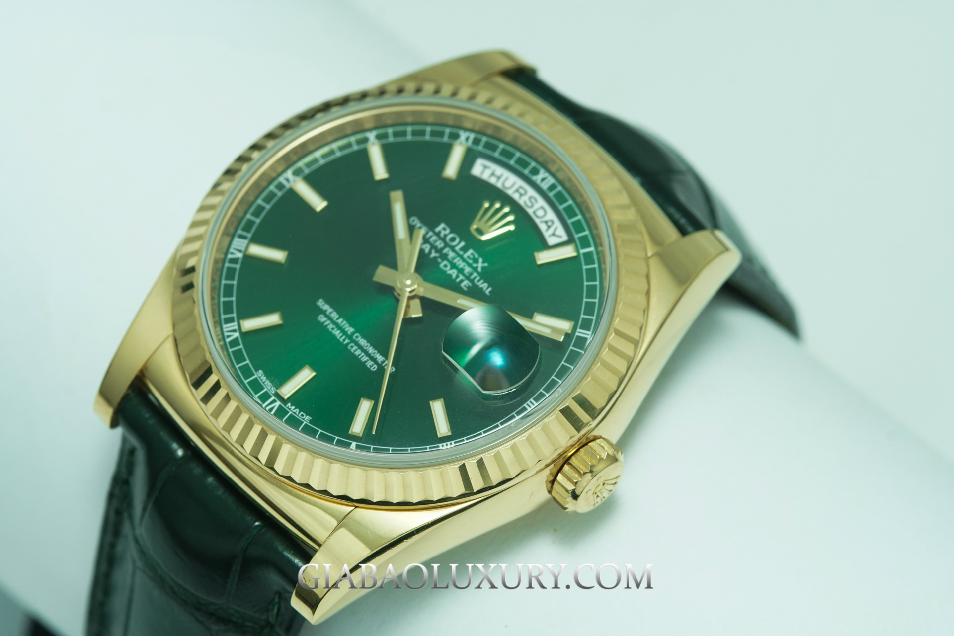 Đồng Hồ Rolex Day-Date 36 118138 Mặt Số Xanh Lá (Like New)