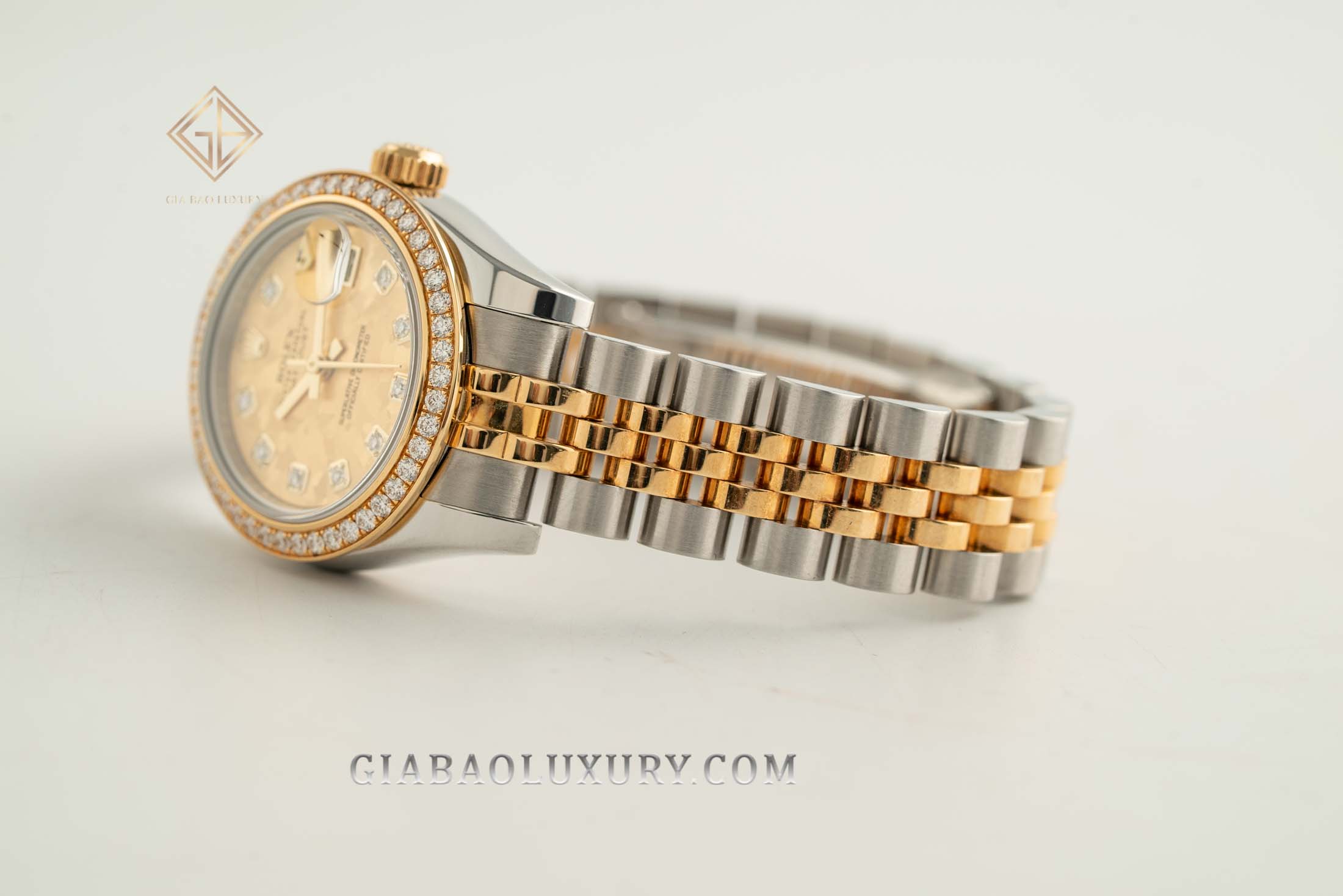 Đồng Hồ Rolex Lady-Datejust 26 179383 Mặt Số Họa Tiết Vân Đá Hoa Vàng Nạm Kim Cương