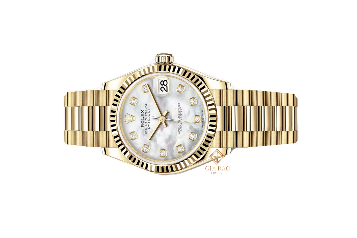 Đồng Hồ Rolex Lady Datejust 278278 Mặt Số Vỏ Trai Trắng