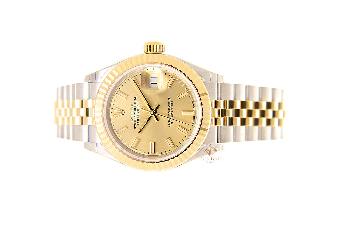 Đồng Hồ Rolex Lady-Datejust 28 279173 Mặt Số Vàng Champage Cọc Số Dạ Quang