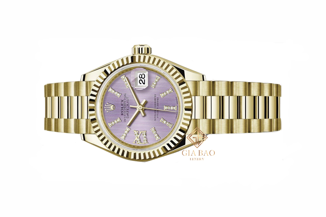 Đồng Hồ Rolex Lady-Datejust 279178 Mặt Số Đinh Hương Nạm Kim Cương